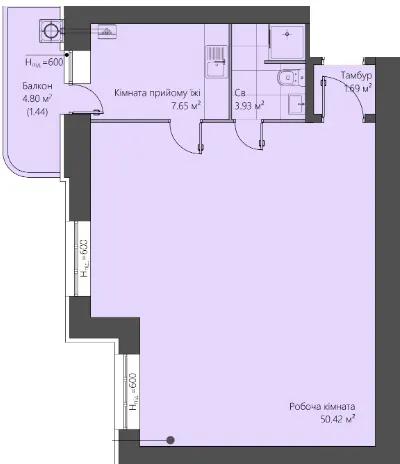 ЖК на Стрийській — 65.1 м²