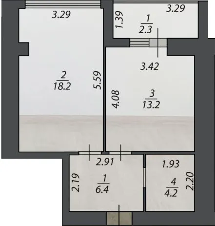 ЖК на Масанах — 44 м²