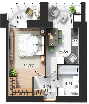 ЖК Еней — 37.8 м²