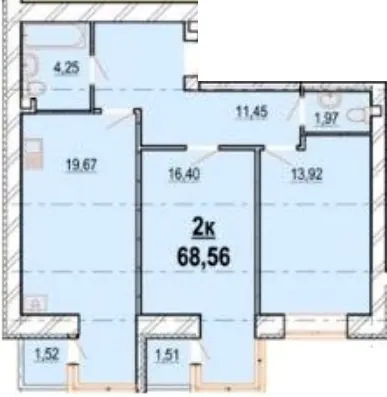 ЖК Волошковий — 68.6 м²