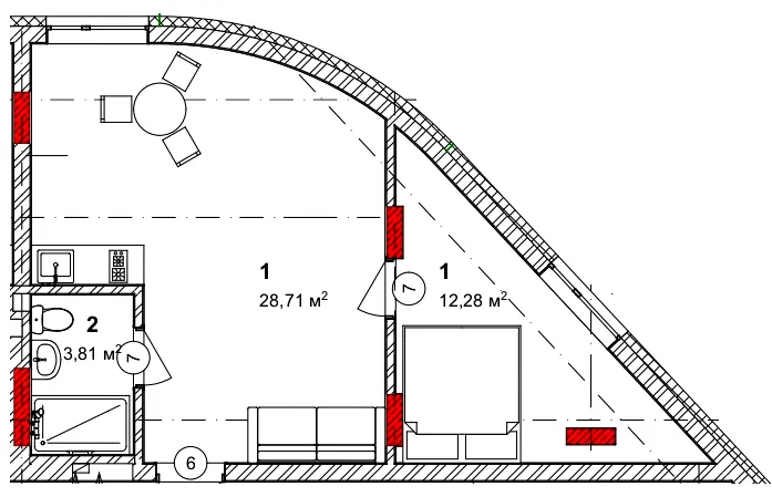 Q-8 "Quoroom & GBG" — 44.8 м²