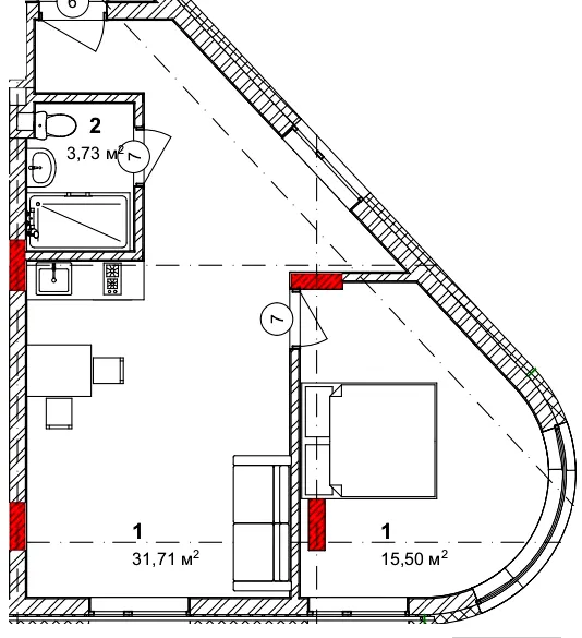 Q-8 "Quoroom & GBG" — 50.9 м²