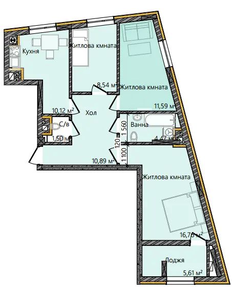 вул. Хотинська, 3 — 68 м²