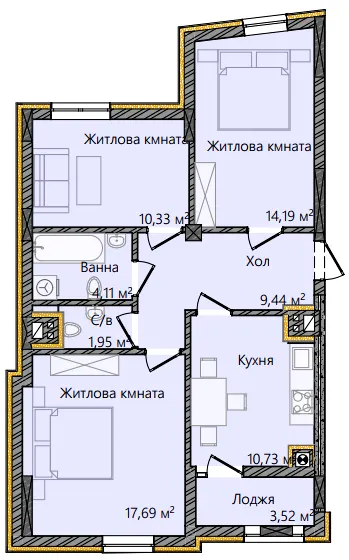 вул. Хотинська, 3 — 72 м²