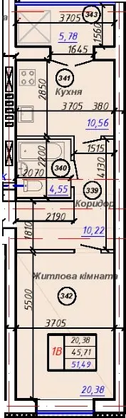 ЖК Олімп — 51.5 м²