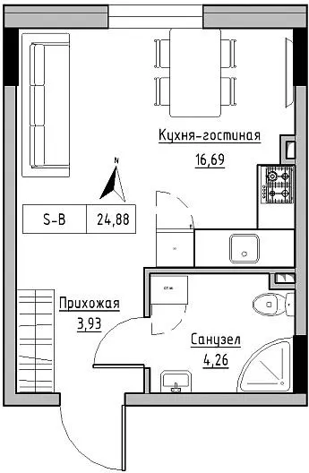 Житлове містечко KEKS — 24.9 м²