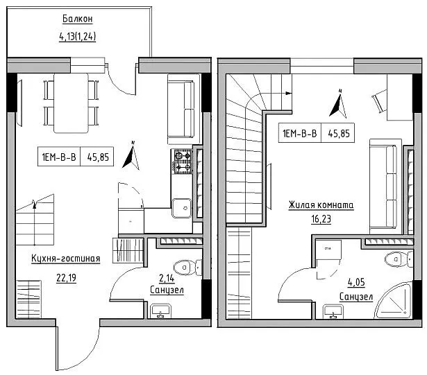 Житлове містечко KEKS — 45.9 м²