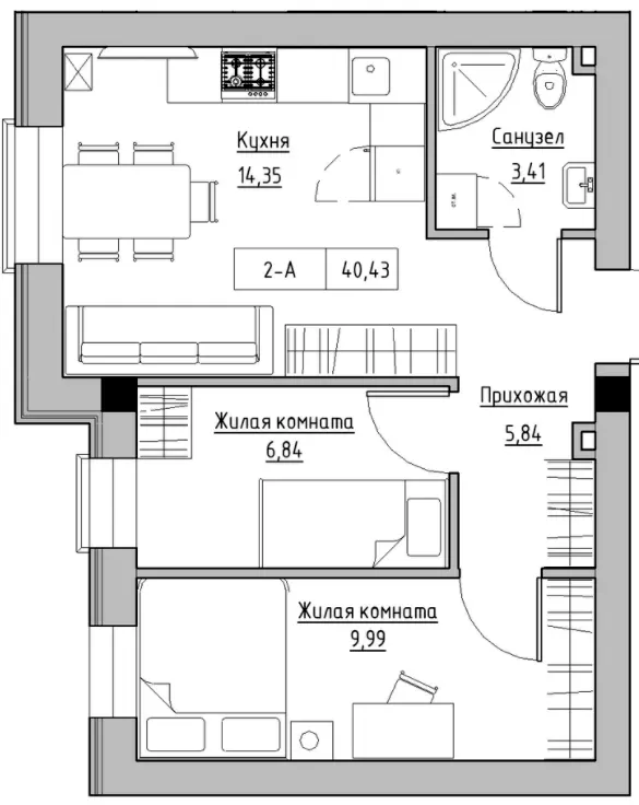 Житлове містечко KEKS — 40.4 м²