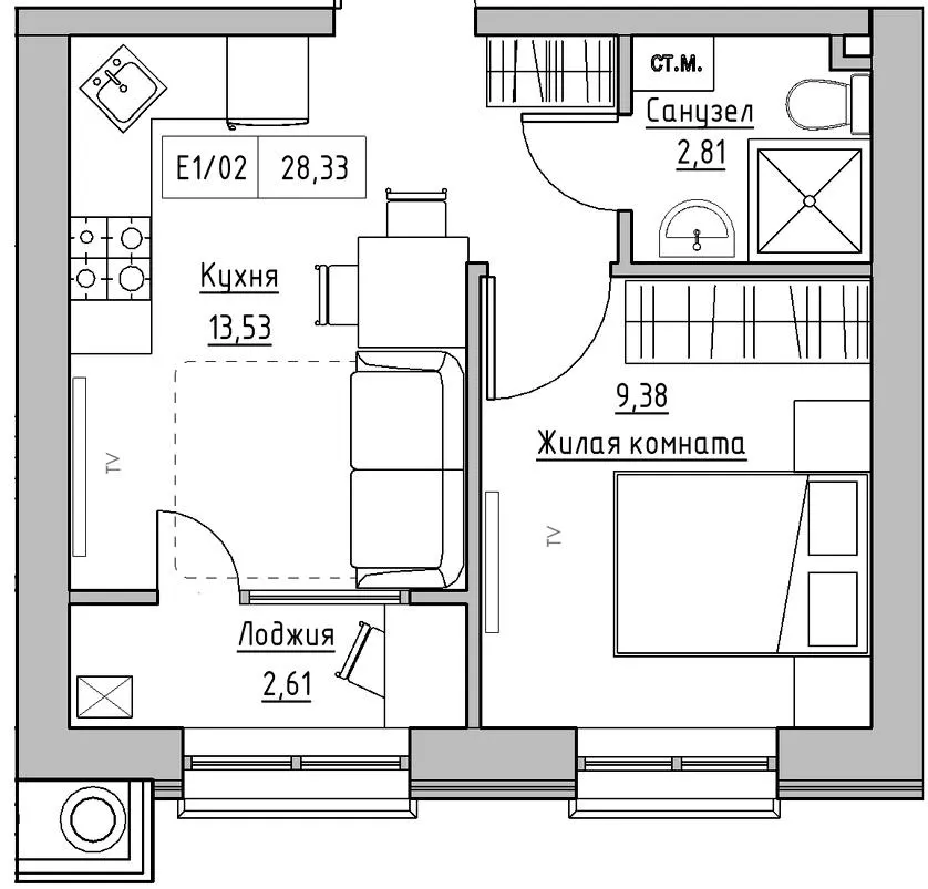 Житлове містечко KEKS — 28.3 м²