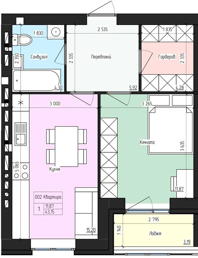 ЖК SkyCity — 43.2 м²
