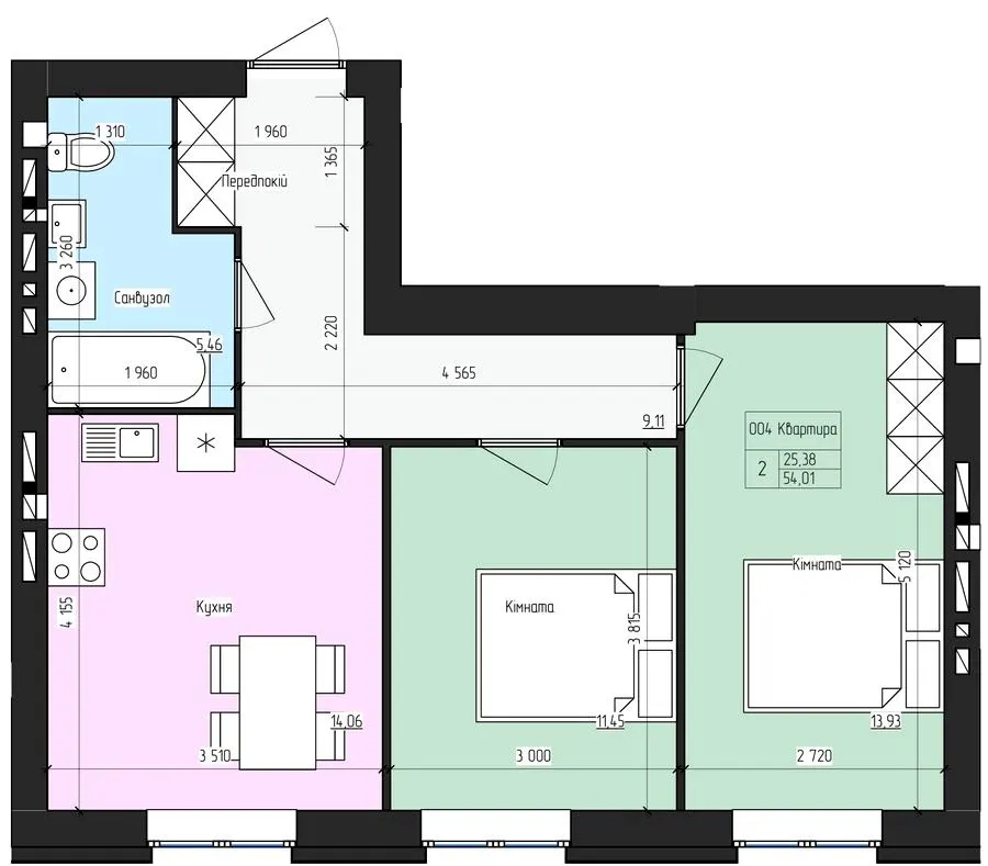 ЖК SkyCity — 52.4 м²
