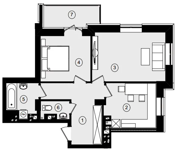 ЖК Рубін Апартамент — 63.7 м²