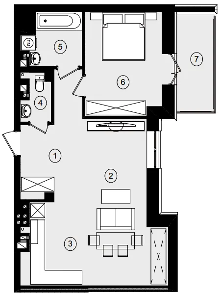 ЖК Рубін Апартамент — 64.2 м²