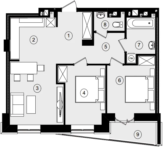 ЖК Рубін Апартамент — 69.2 м²