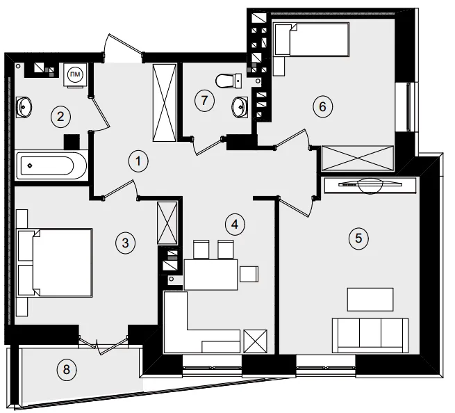 ЖК Рубін Апартамент — 76.8 м²