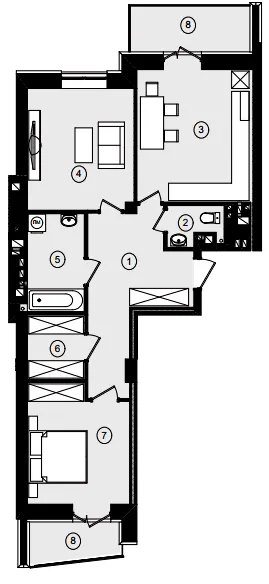 ЖК Рубін Апартамент — 79.1 м²