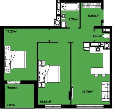 Житловий квартал CONTINENT — 67.5 м²