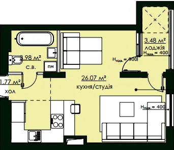 ЖК Бетховен — 35.3 м²