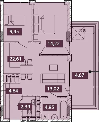 NOVO «RESIDENCE» — 62.9 м²