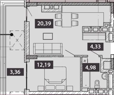 NOVO «RESIDENCE» — 45.3 м²