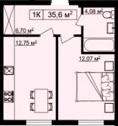 ЖК на Шпитальній ІІ — 35.6 м²