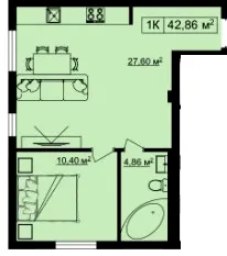 ЖК на Шпитальній ІІ — 42.9 м²