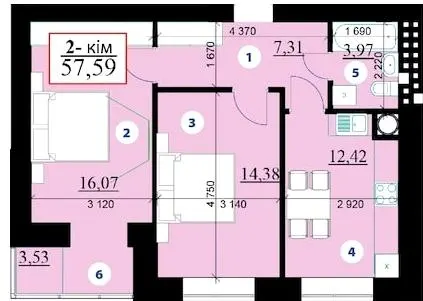 ЖК ЛИПКИ 2 — 57.8 м²