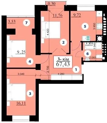 3-кімнатна квартира, 67 м², вул. Мазепи, 168, Івано-Франківськ — фото 1