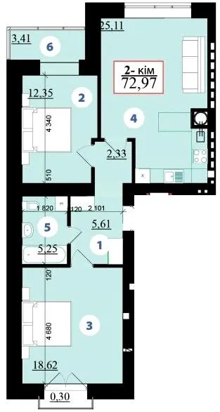ЖК ЛИПКИ 2 — 73 м²