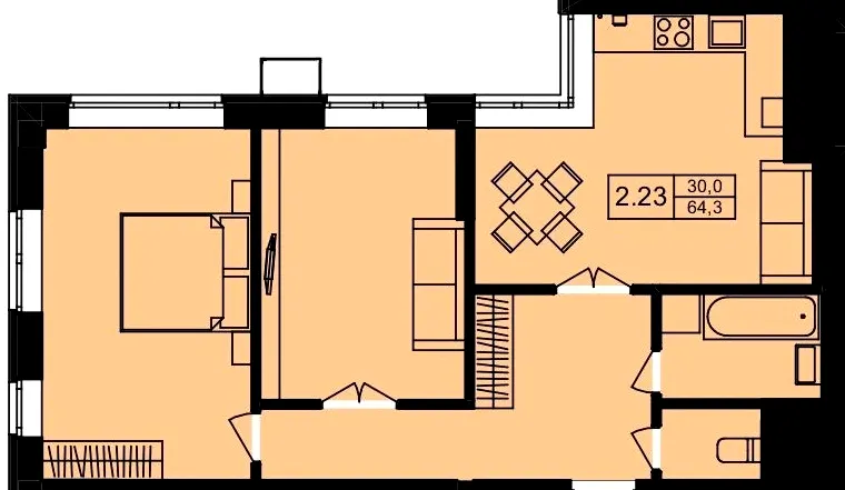 ЖК One House — 64.3 м²