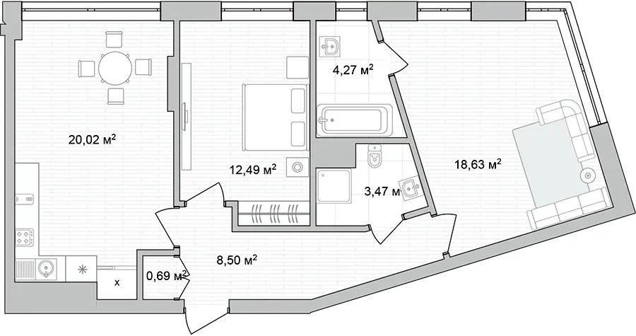 ЖК Євромісто 2 — 68.1 м²