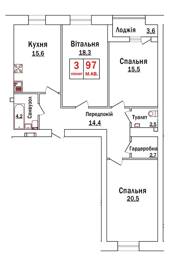 ЖК Green Street — 97 м²
