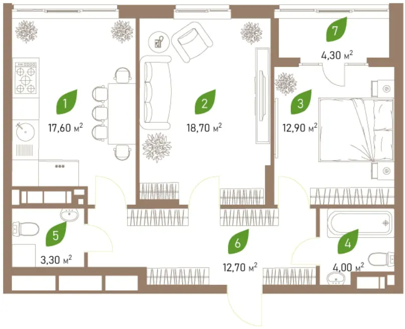 ЖК Паркові Озера 2 — 73.3 м²