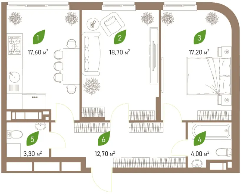 ЖК Паркові Озера 2 — 73.3 м²