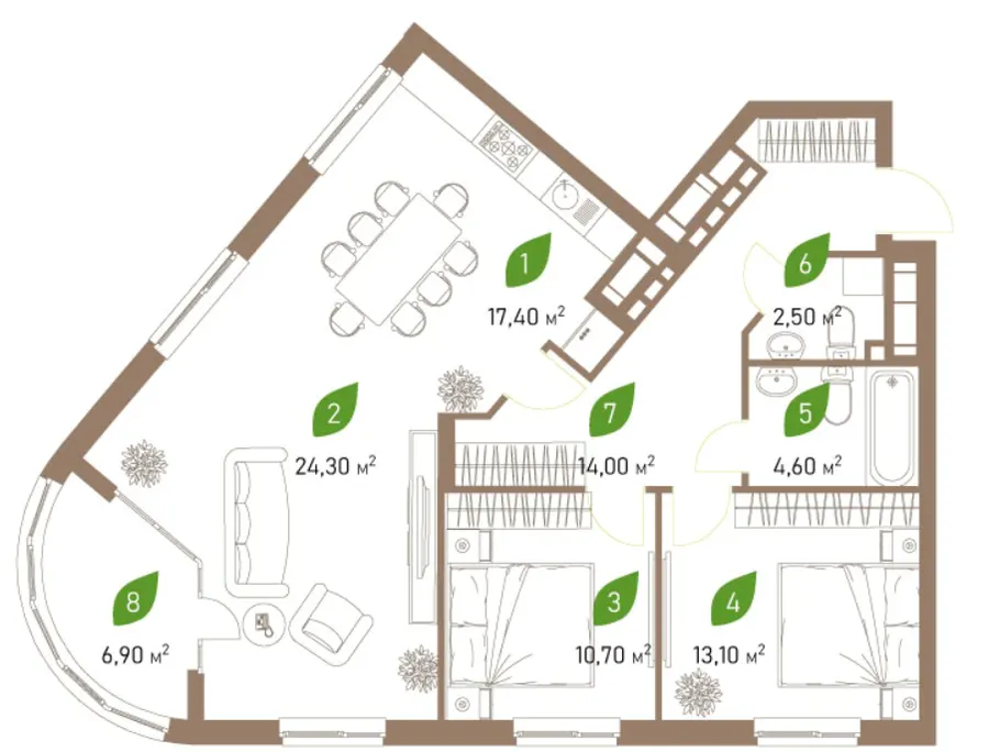 ЖК Паркові Озера 2 — 93.5 м²