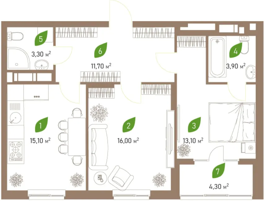 ЖК Паркові Озера 2 — 67.6 м²