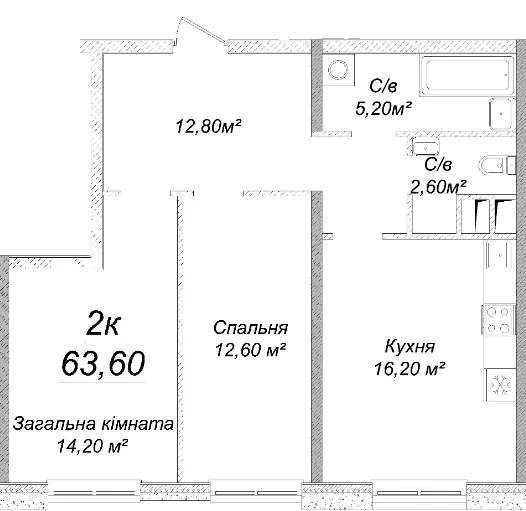 ЖК Sea View — 63.6 м²