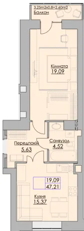 Житловий квартал Греків Ліс — 47.2 м²