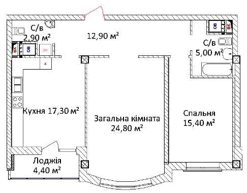 ЖК на Єврейській — 80.5 м²