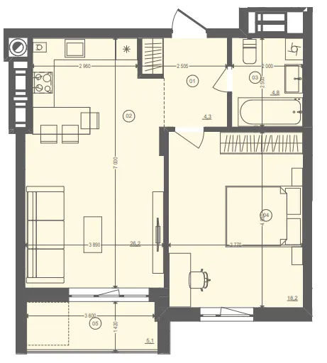 ЖК Етно Дім — 58.7 м²