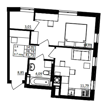 1-кімнатна квартира, 42 м², Обухів — фото 1