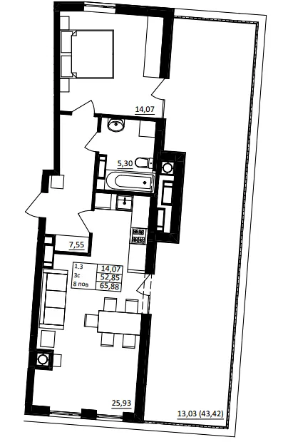 ЖК Обухівський ключ — 65.9 м²