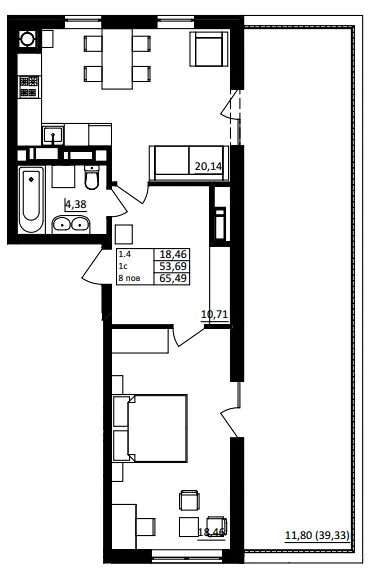 ЖК Обухівський ключ — 65.5 м²