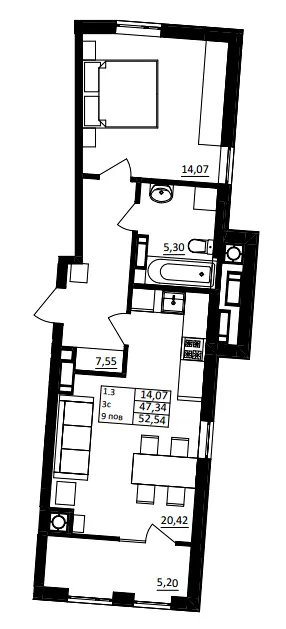 ЖК Обухівський ключ — 52.5 м²