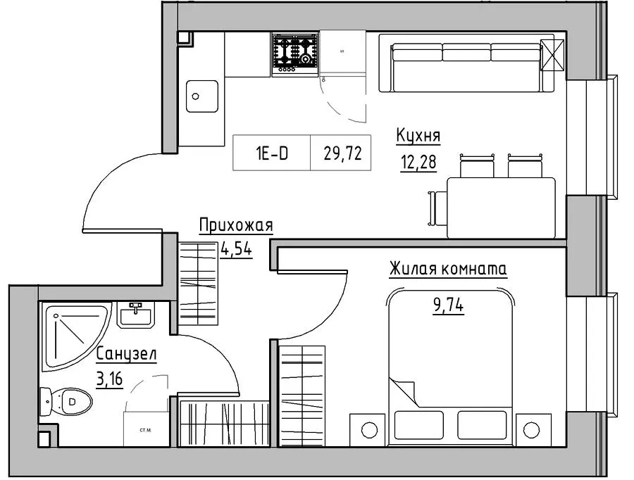 Житлове містечко KEKS — 29.7 м²