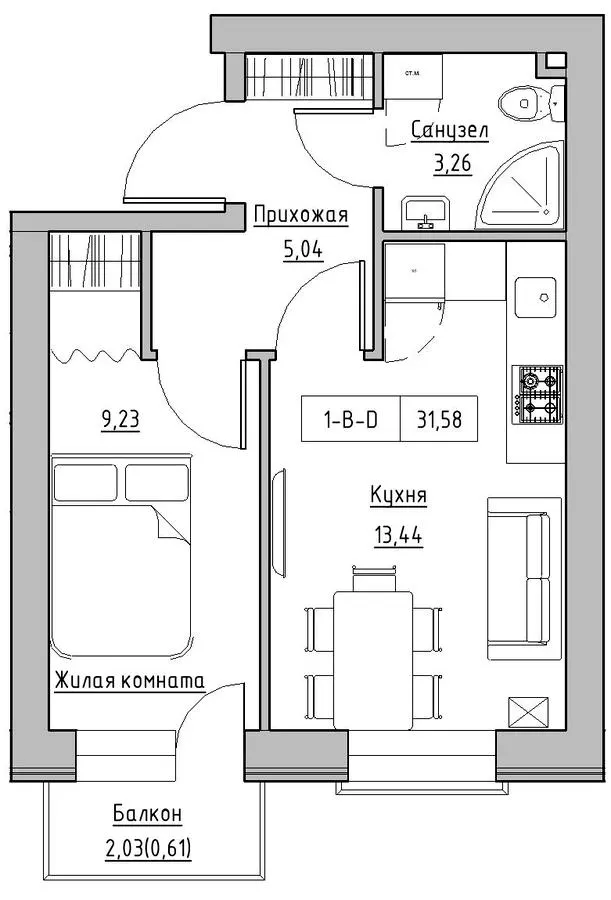 Житлове містечко KEKS — 31.6 м²
