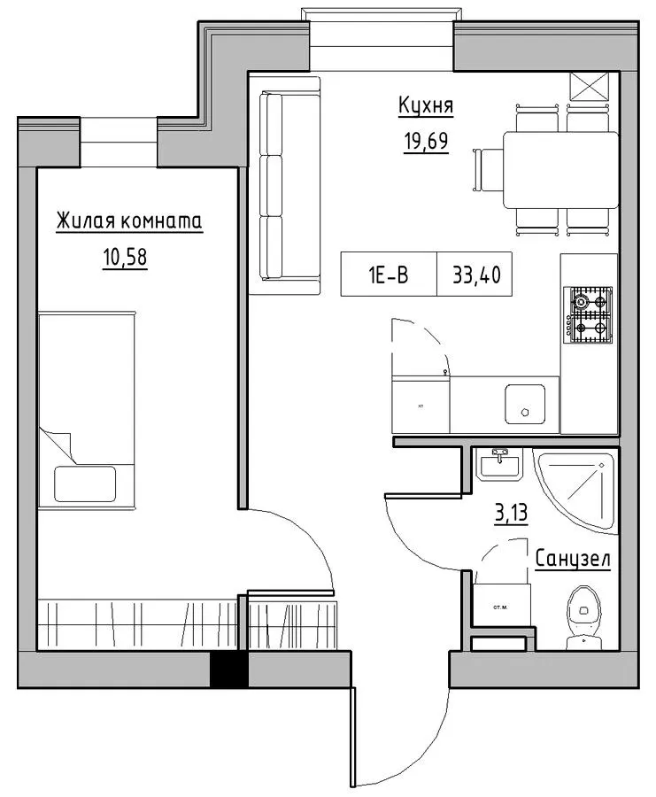 Житлове містечко KEKS — 33.4 м²