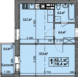 ЖК Нова Конча-Заспа — 42.1 м²
