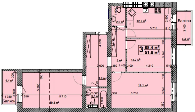 ЖК Нова Конча-Заспа — 88.4 м²