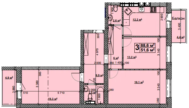 ЖК Нова Конча-Заспа — 88.6 м²